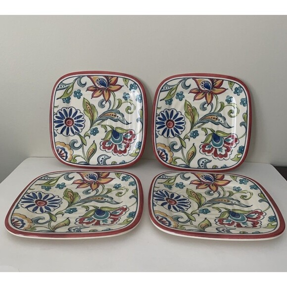 Better Homes and Gardens 4 Melamine Salad Desert Plates Square 8.25” - Picture 1 of 12